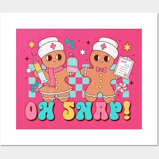 Oh Snap Gingerbread Nurses Retro Posters and Art